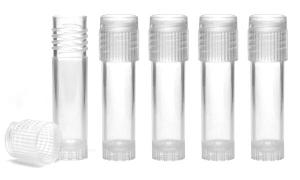 Plastic Storage Vials 2mL 500/PK - Polypropylene - Screw Cap