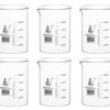 6PK Beakers, 1000ml - Low Form with Spout - White, 100ml Graduations - Borosilicate 3.3 Glass