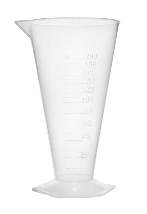 Conical Measure, 200ml - Polypropylene - Raised Graduations - Hexagonal Base