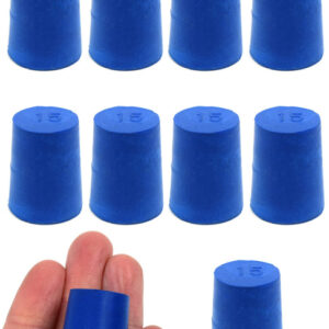 Neoprene Stoppers, Solid Blue - Size: 15mm Bottom, 18mm Top, 24mm Length - Pack of 10