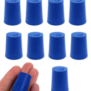 Neoprene Stoppers, Solid Blue - Size: 17mm Bottom, 20mm Top, 26mm Length - Pack of 10