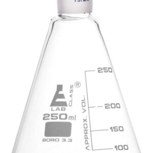 Erlenmeyer Flask with 19/26 Joint, 250ml Capacity, 50ml Graduations, Interchangeable Screw Thread Joint, Borosilicate Glass - Eisco Labs
