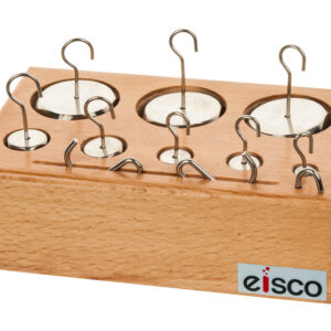 Brass Weight Set - 8 Weights & 3 Spare Hooks - With Wooden Storage Block