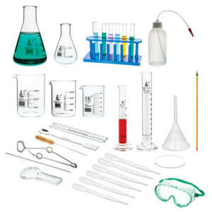Laboratory Starter Kit - 32 Pieces - Glassware & Plasticware - Select Equipment for Basic Measurement, Scientific Method & Intro Chemistry - Eisco Labs
