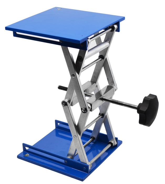 Laboratory and Fabrication Scissor Jack, Extendable with Hand Crank - Full Extension: 10.5 Inches - Rust-Resistant Aluminum - Premium Quality - Eisco Labs
