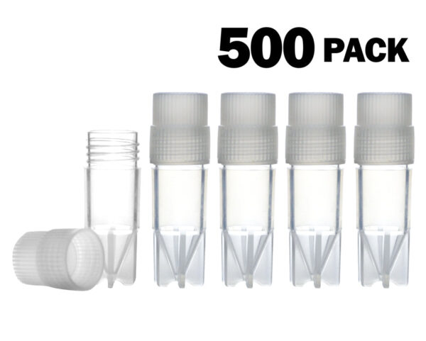 Plastic Storage Vials 1mL 500/PK - Polypropylene - Screw Cap