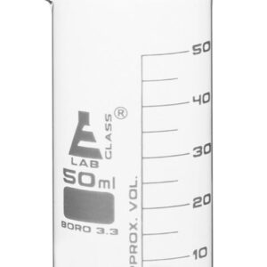 Beaker, 50ml - Tall Form - White Graduations - Borosilicate Glass