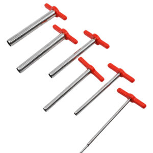 7 Piece Cork Borer Set - Includes 6 Cork Borers and One Steel Ram Rod - Nickel-Plated Brass with Plastic Handles - Useful For Both Rubber Stoppers And Corks - Eisco Labs
