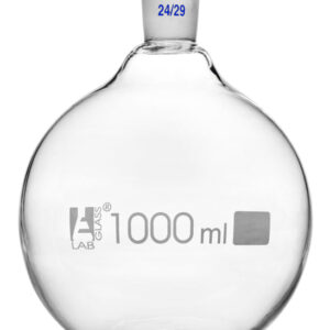 Florence Boiling Flask, 1000ml - 24/29 Joint, Interchangeable - Borosilicate Glass - Flat Bottom, Short Neck - Eisco Labs