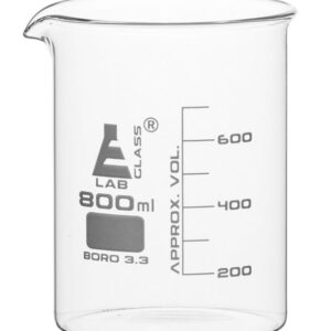 Beaker, 800ml - Low Form - 100ml Graduations - Borosilicate Glass