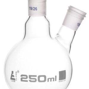 Distillation Flask with 19/26 Joints, 250ml Capacity, Two Necks, Interchangeable Screw Thread Joint, Borosilicate Glass - Eisco Labs