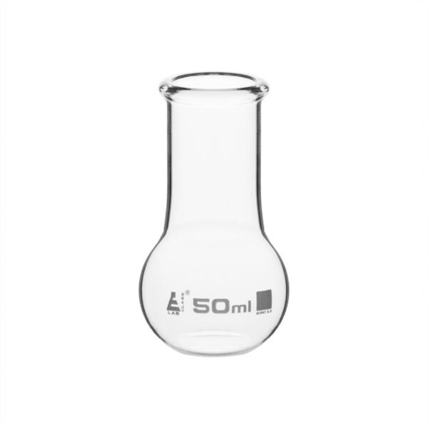 Boiling Flask 50ml - Borosilicate Glass - Flat Bottom Wide Neck - Eisco Labs