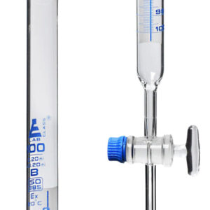 Schellbach Burette, 100mL - Class B -  Glass Stopcock - Blue Graduations - Borosilicate Glass