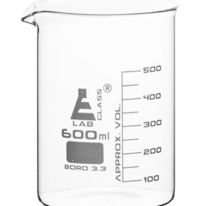 Beaker, 600ml - Low Form - 50ml Graduations - Borosilicate Glass