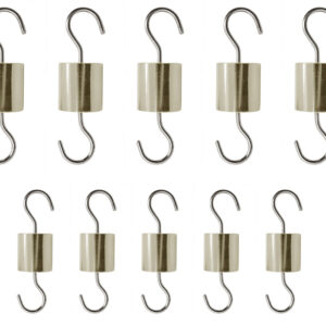 Cylinder Hooked Weights, Set of 10 - (5) 50g (5) 25g, Premium Brass - Retractable Hooks on both Ends of Weight - Eisco Labs