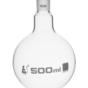 Boiling Flask with 19/26 Joint, 500ml Capacity, Round Bottom, Interchangeable Screw Thread Joint, Borosilicate Glass - Eisco Labs