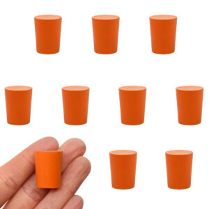 10PK Rubber Stoppers - Solid - 15mm Bottom 18mm Top 24mm Length
