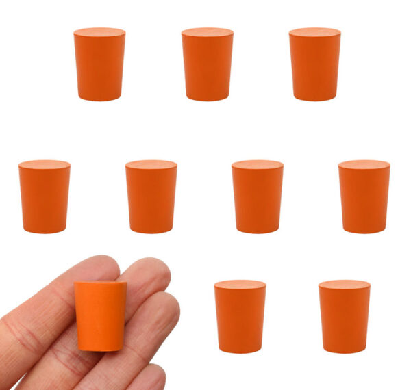 10PK Rubber Stoppers - Solid - 15mm Bottom 18mm Top 24mm Length