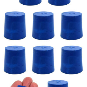 Neoprene Stoppers, Solid Blue - Size: 25mm Bottom, 28mm Top, 28mm Length - Pack of 10