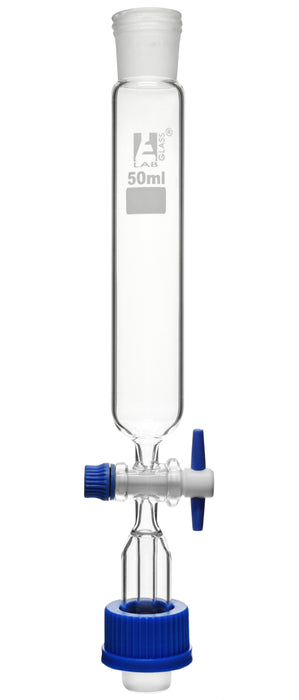 Dropping Funnel, 50ml Capacity, 19/26 Socket Size, Screw Thread, PTFE Stopcock, Borosilicate Glass - Eisco Labs