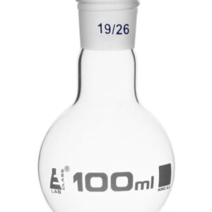 Boiling Flask with 19/26 Joint, 100ml Capacity, Flat Bottom, Interchangeable Screw Thread Joint, Borosilicate Glass - Eisco Labs