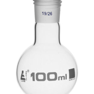 Boiling Flask with 19/26 Joint, 100ml Capacity, Round Bottom, Interchangeable Screw Thread Joint, Borosilicate Glass - Eisco Labs