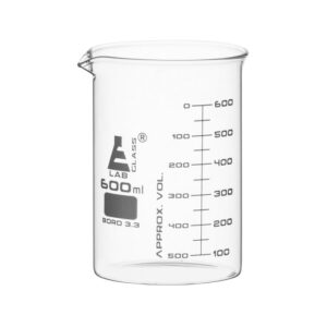 Beaker, 600ml - ASTM - Low Form, Dual Scale Graduations - Borosilicate Glass