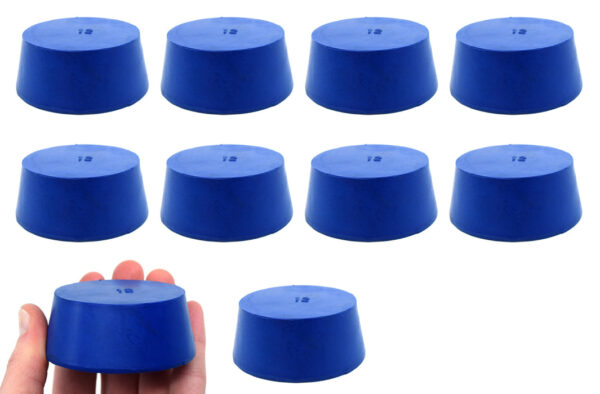 10PK Neoprene Stoppers, Solid - ASTM - Size: #12 - 54mm Bottom, 64mm Top, 25mm Length