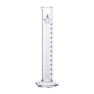 Graduated Cylinder, 250ml - Class B - Blue Graduations, Hexagonal Base
