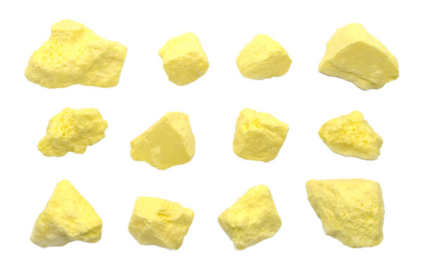 12 Pack - Raw Sulfur Mineral Specimens - Approx. 1"