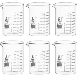 6PK Beakers, 400ml - ASTM - Low Form, Dual Scale Graduations - Borosilicate Glass