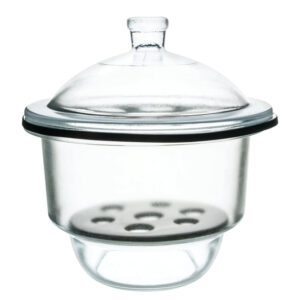 Desiccator with Knob Cover - 25cm (9.8") Porcelain Plate - Borosilicate Glass