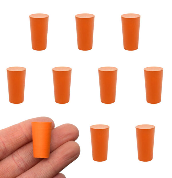 10PK Rubber Stoppers - Solid - 9mm Bottom 11.5mm Top 20mm Length