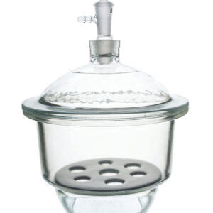 Vacuum Desiccator with Stopcock, 15cm (5.9") I.D. - Borosilicate Glass - Porcelain Sieve Plate