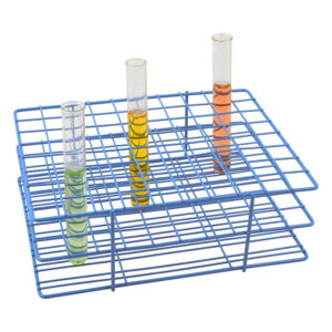 Blue Epoxy Coated Steel Wire Test Tube Rack, 80 Holes, Outer Diameter Permitted of Tubes 18-20mm or Less , 8x10 Format