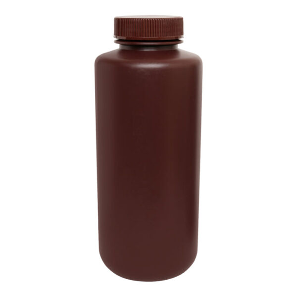 Reagent Bottle, Amber, 1000mL - Wide Mouth with Screw Cap - HDPE