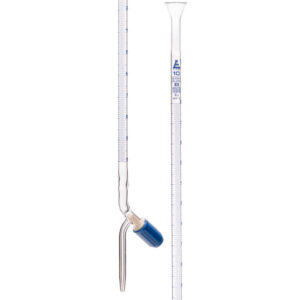 Burette, 10ml - 17.5" Long, 3/8" Diameter, Class B, DIN 385 Compliant, Borosilicate Glass with PTFE Needle Valve Stopcock, 0.05mL Graduations - Eisco Labs