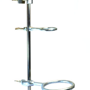 6 Piece Set - Rectangular Retort Stand, Rod, Clamp & Ring Set - 10"x9" Steel Base, 23.6" Stainless Steel Rod, 2 Steel Support Rings, 3-Pronged Dual Adjusting Clamp - Eisco Labs