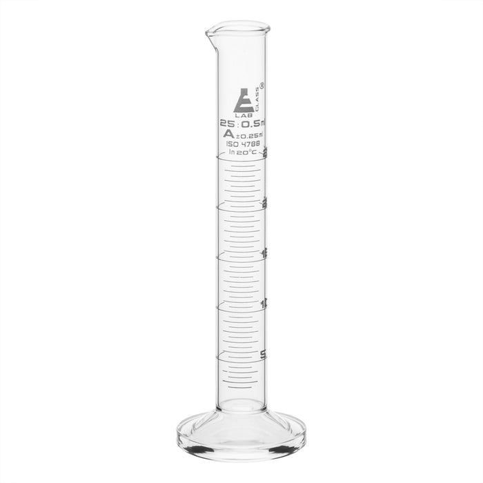 Graduated cylinder, 25ML - class a - white graduations, round