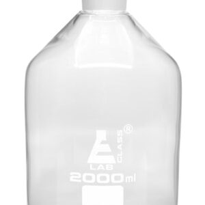 Reagent Bottle, 2000ml, 34/35 Interchangeable Hexagonal Hollow Stopper - Narrow Mouth - Borosilicate Glass - Eisco Labs