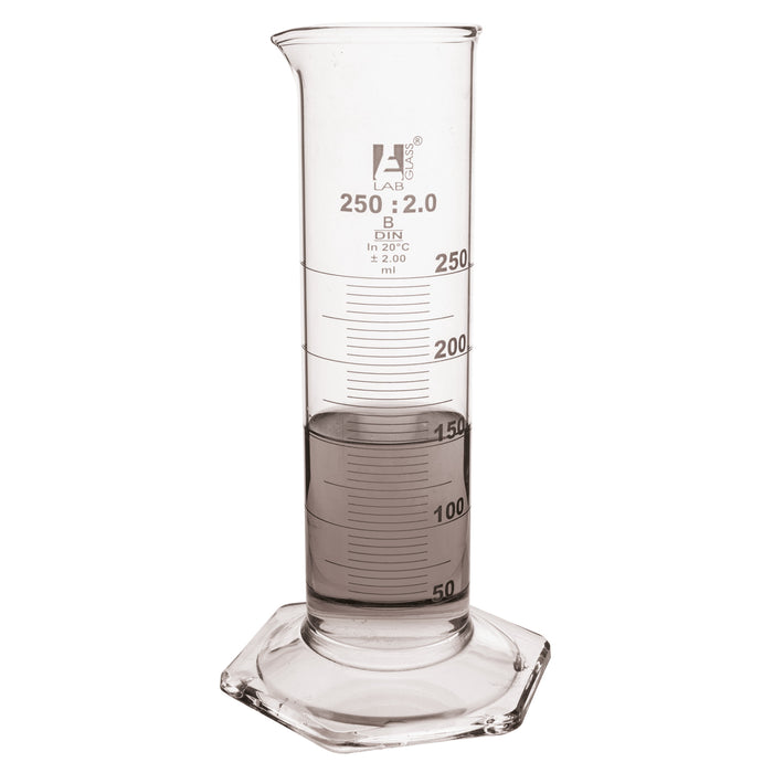 Measuring Cylinder, 1000ml - Class B - Squat Form, White Graduations - Borosilicate Glass - Eisco Labs