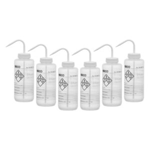 6PK Performance Plastic Wash Bottle, Ethanol, 1000 ml - Labeled (2 Color)