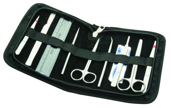 Dissection Set Introductory 9 Pcs - Stainless Steel - Leather Storage Case