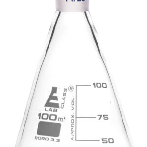 Erlenmeyer Flask with 14/23 Joint, 100ml Capacity, 25ml Graduations, Interchangeable Screw Thread Joint, Borosilicate Glass - Eisco Labs