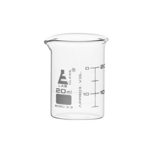 Beaker, 20ml - ASTM - Low Form, Dual Scale Graduations - Borosilicate Glass