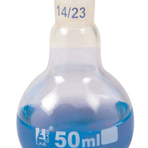 Boiling Flask with 14/25 Joint, 50ml Capacity, Round Bottom, Interchangeable Screw Thread Joint, Borosilicate Glass - Eisco Labs