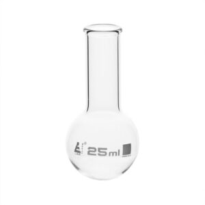 Boiling Flask, 25ml - Borosilicate Glass - Round Bottom, Narrow Neck (0.6" ID) - Eisco Labs