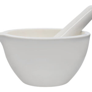 Porcelain Mortar & Pestle Set, 50oz - Heavy Duty Pattern - Unglazed Grinding Surface