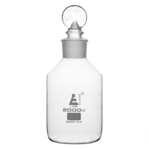Eisco Labs 2000ml Reagent Bottle - Borosilicate Glass with Wide Mouth and Penny Stopper
