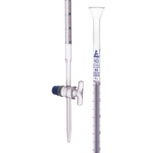 Burette, 10ml - Class B, DIN ISO 385, Borosilicate Glass with Pinch Clip, 0.10ml Graduations - Eisco Labs